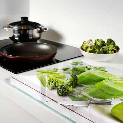 Schneidebrett glas Grüner Smoothie mit frischen Zutaten