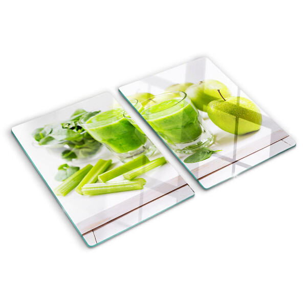 Schneidebrett glas Grüner Smoothie mit frischen Zutaten