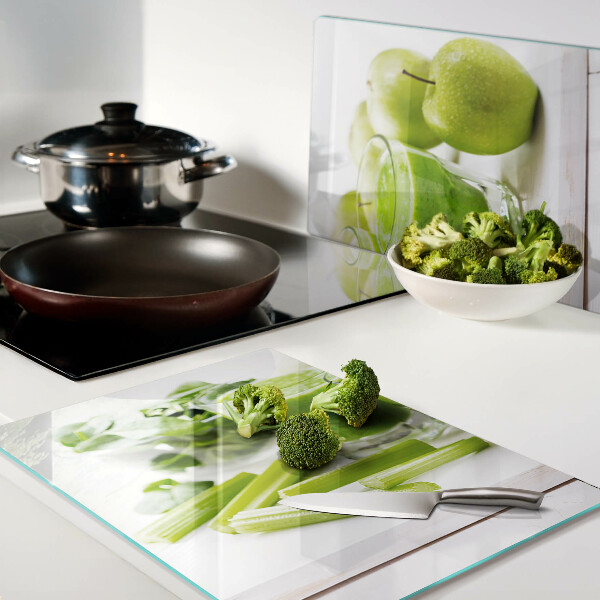 Schneidebrett glas Grüner Smoothie mit frischen Zutaten