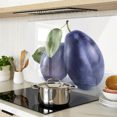 Schneidebrett mit Motiv von Pflaumen und Blättern