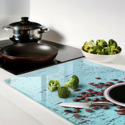 Schneidebrett Glas mit Kaffee- und Kaffeebohnen-Motiv