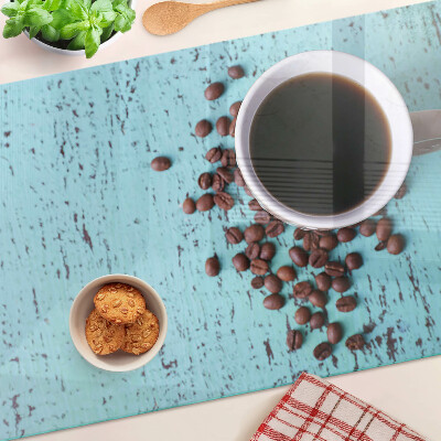 Schneidebrett Glas mit Kaffee- und Kaffeebohnen-Motiv