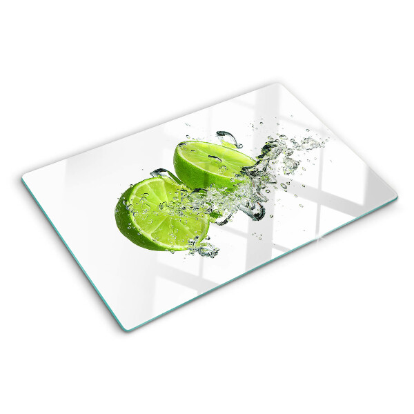 Glas-Schneidebrett mit Motiv von Zitronen in Sprudelwasser