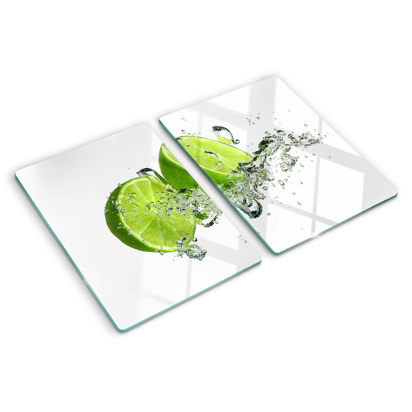Glas-Schneidebrett mit Motiv von Zitronen in Sprudelwasser