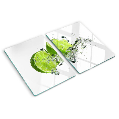 Glas-Schneidebrett mit Motiv von Zitronen in Sprudelwasser
