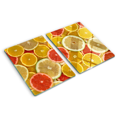 Schneidebrett Glas mit Motiv bunter Zitrusfrüchte