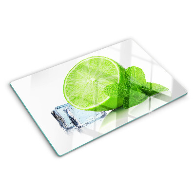 Schneidebrett Limette mit Minze und Eis