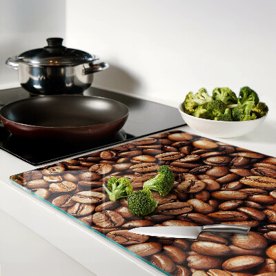 Schneidebrett Glas mit Motiv Kaffeebohnen