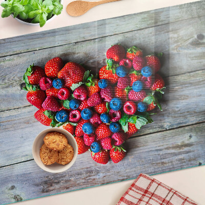 Glas-Schneidebrett mit Motiv „Herz der Waldfrüchte“