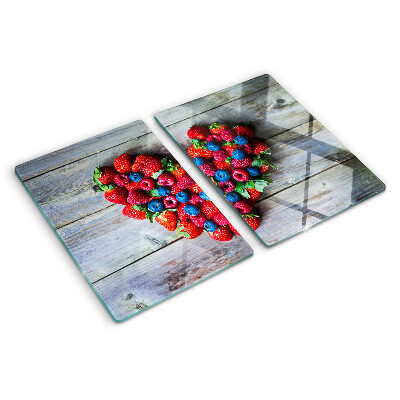 Glas-Schneidebrett mit Motiv „Herz der Waldfrüchte“