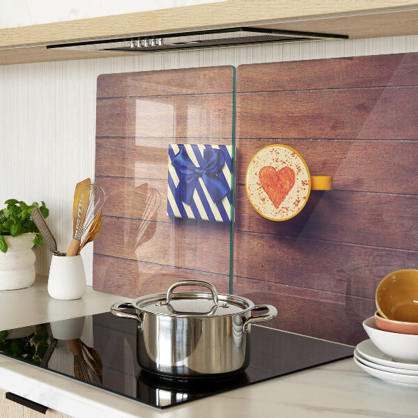 Schneidebrett Glas mit Geschenkmotiv: Herz auf einer Tasse