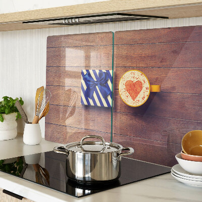 Schneidebrett Glas mit Geschenkmotiv: Herz auf einer Tasse