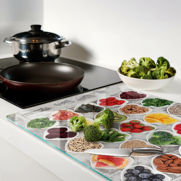 Schneidebrett Glas mit Herz-Motiv für Obst und Gemüse