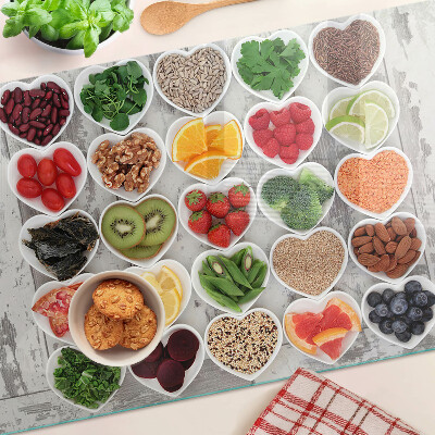 Schneidebrett glas Obst und Gemüse in Herzen