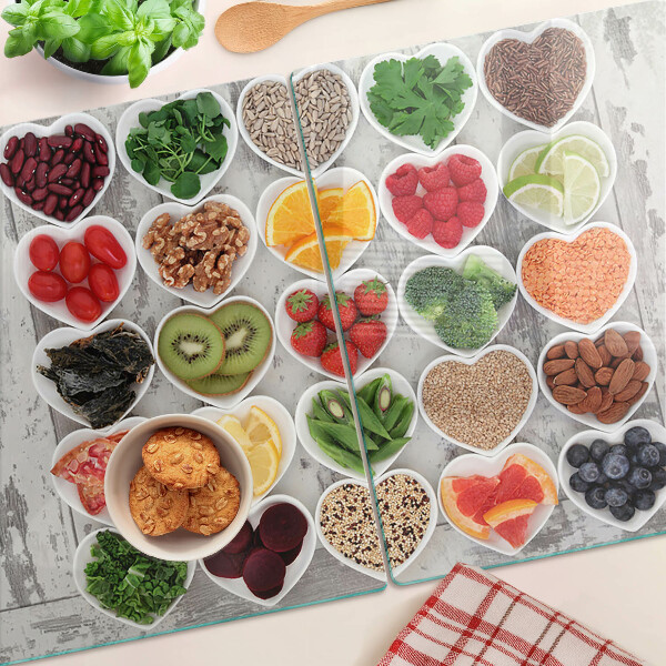 Schneidebrett Glas mit Herz-Motiv für Obst und Gemüse