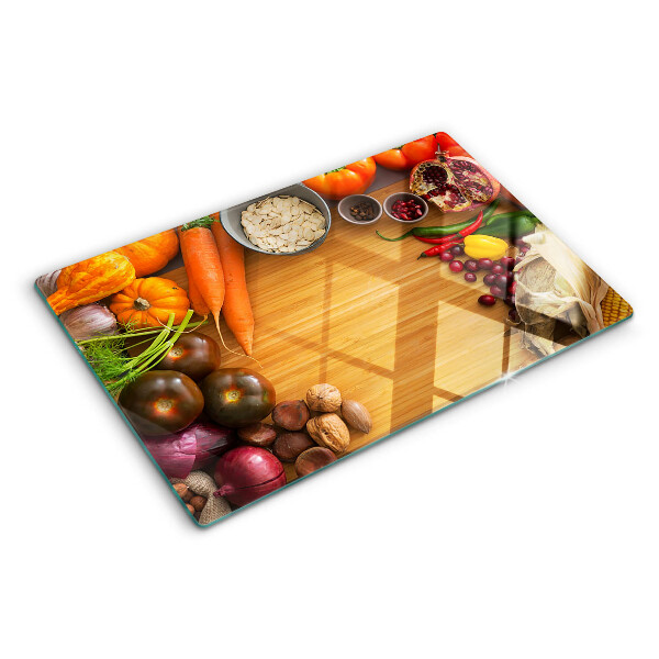 Glas schneidebrett Gemüse- und Obstmotiv