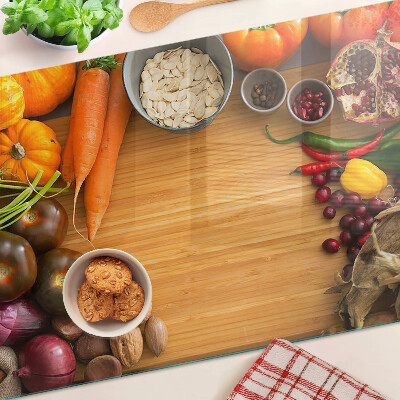 Glas schneidebrett Gemüse- und Obstmotiv