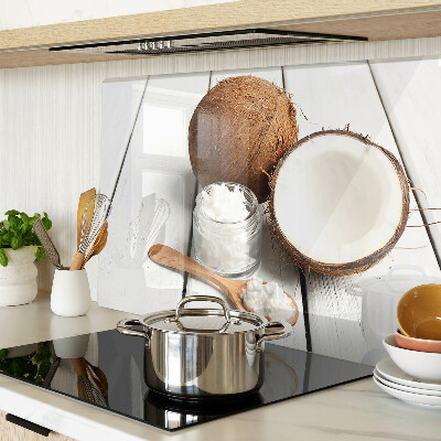 Schneidebrett Kokosnuss und Kokosnussprodukte