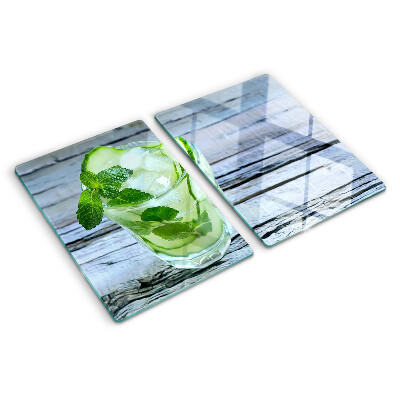 Glas schneidebrett mit Cocktail-Motiv und Minzdesign