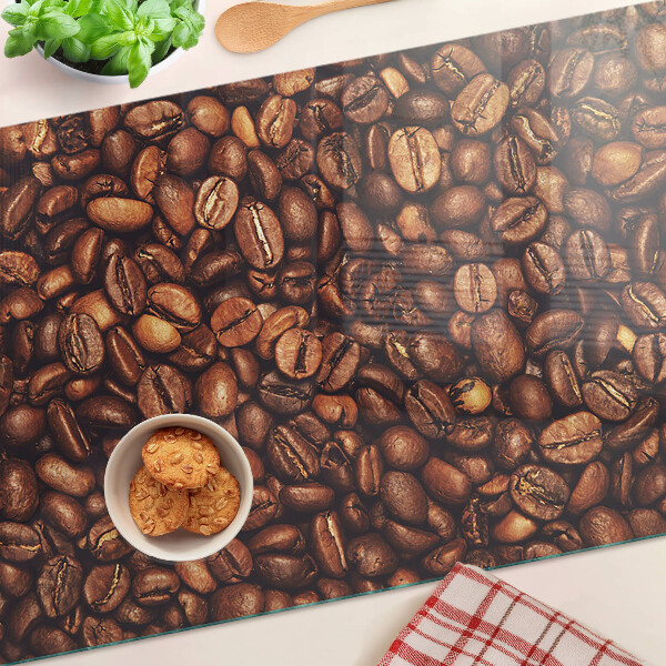 Glas-Schneidebrett mit Motiv von Kaffeebohnen
