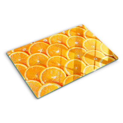 Schneidebrett Glas mit Orangenscheiben-Motiv