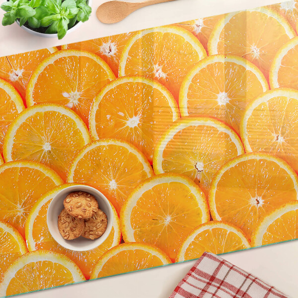 Schneidebrett Glas mit Orangenscheiben-Motiv