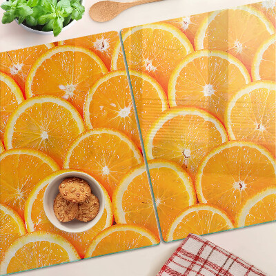 Schneidebrett Glas mit Orangenscheiben-Motiv