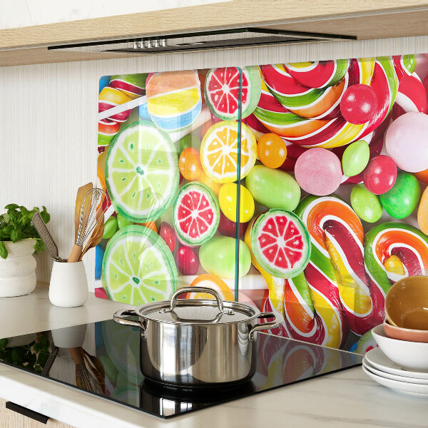 Glas schneidebrett Süßigkeiten und Früchte