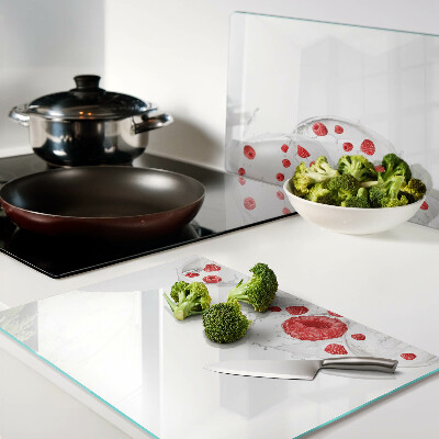 Schneidebrett Himbeerblasen in Wasser