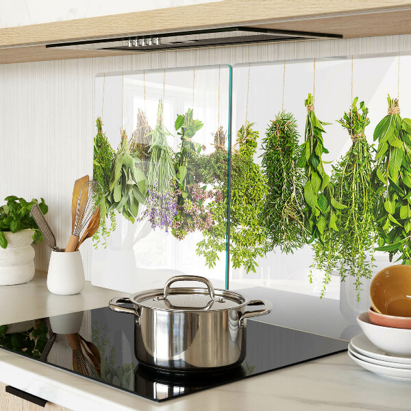 Glas schneidebrett Kräuter in Hängeampeln
