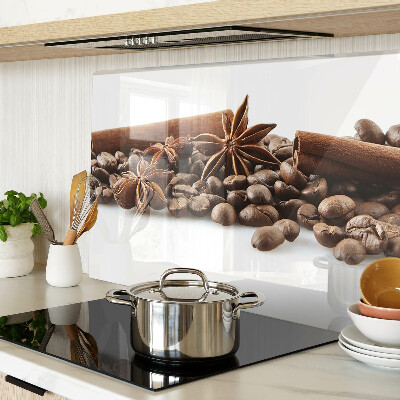 Schneidebrett Glas mit Motiv Kaffee und Gewürze