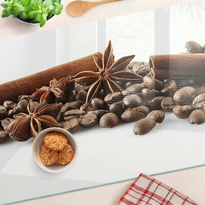 Schneidebrett glas Kaffee und Gewürze