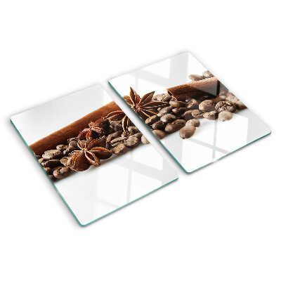 Schneidebrett glas Kaffee und Gewürze