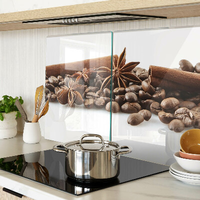 Schneidebrett Glas mit Motiv Kaffee und Gewürze