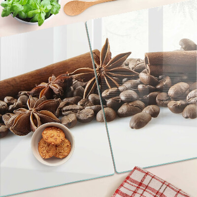 Schneidebrett Glas mit Motiv Kaffee und Gewürze