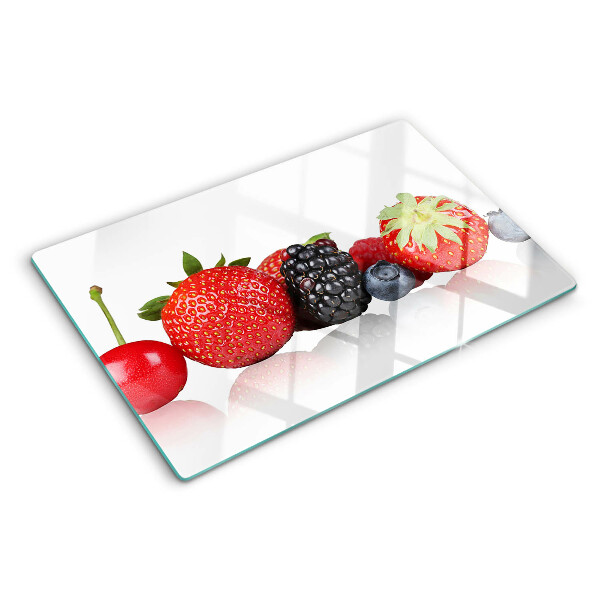 Schneidebrett Glas mit Motiv Waldfrüchte