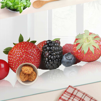 Schneidebrett Glas mit Motiv Waldfrüchte
