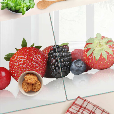 Schneidebrett Glas mit Motiv Waldfrüchte