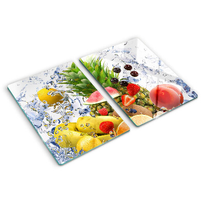 Schneidebrett Glas mit Motiv von Früchten im Wasser