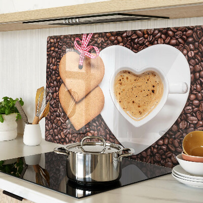 Schneidebrett glas Kaffee mit Herz und Kekse