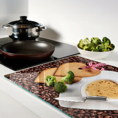 Schneidebrett glas Kaffee mit Herz und Kekse