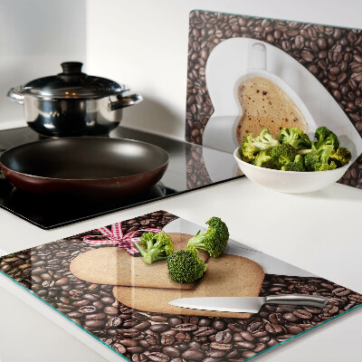 Schneidebrett glas Kaffee mit Herz und Kekse