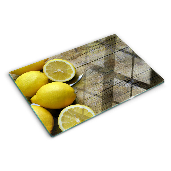Schneidebrett Zitronen auf Holzgrund
