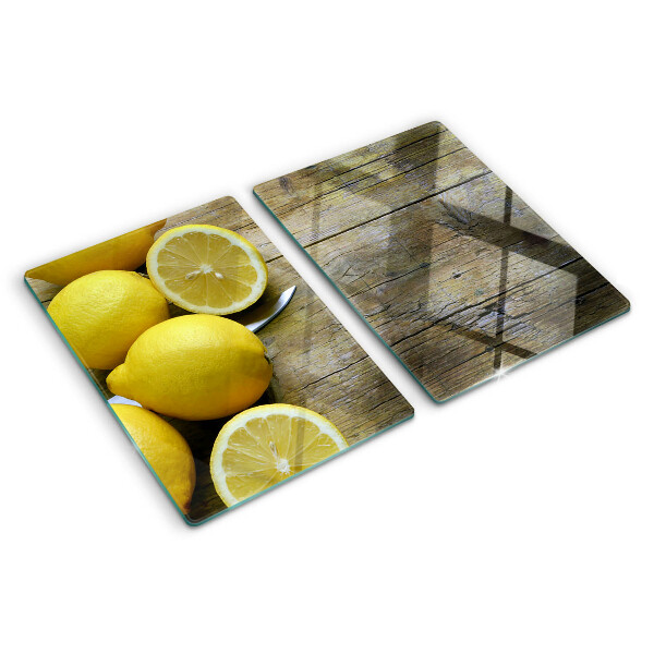 Schneidebrett Zitronen auf Holzgrund