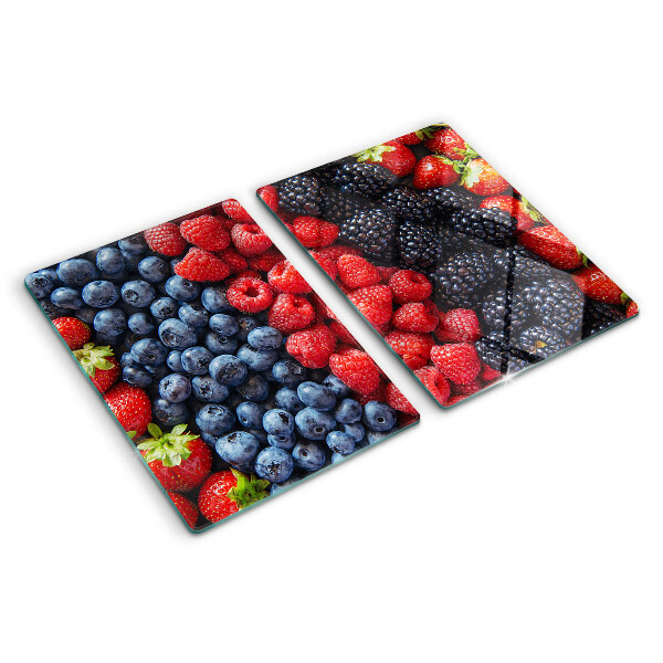 Schneidebrett Glas mit Motiv Waldfrüchte