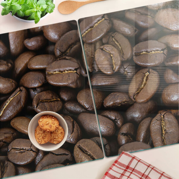 Glas-Schneidebrett mit Motiv von Kaffeebohnen
