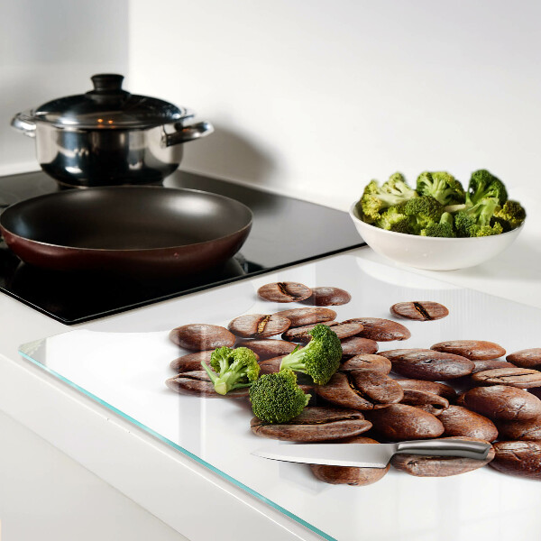 Schneidebrett Glas mit Motiv Kaffeebohnen