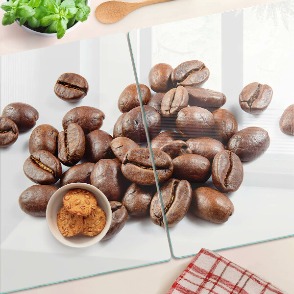 Schneidebrett Glas mit Motiv Kaffeebohnen