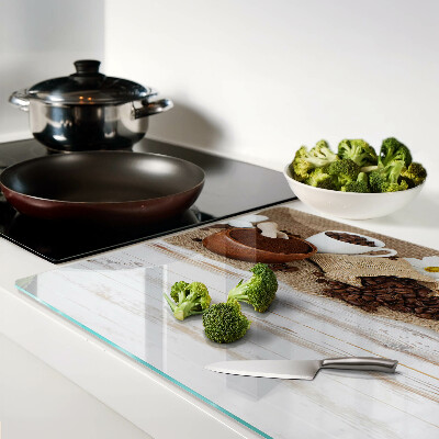 Schneidebrett mit Motiv von Kaffee und Kaffeebohnen