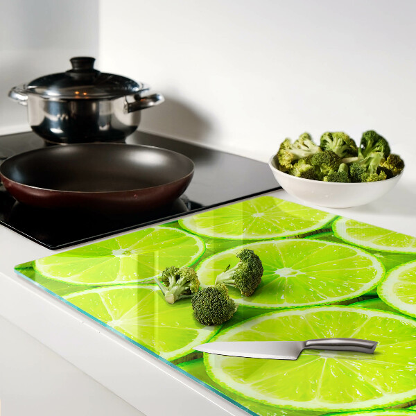 Schneidebrett Glas mit Motiv aus Limettenscheiben